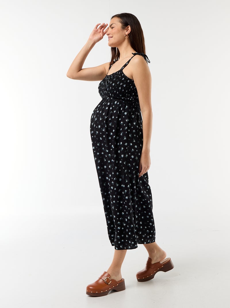 Vestido largo de maternidad smock Negro - Kiabi