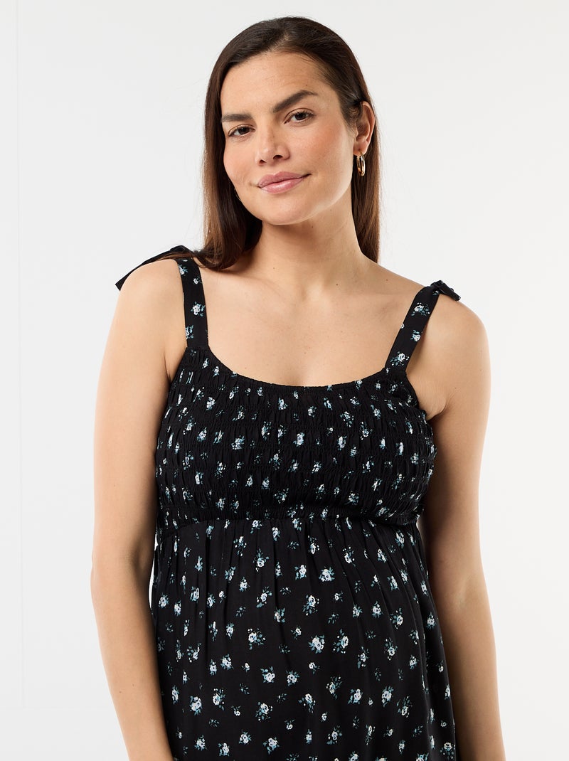 Vestido largo de maternidad smock Negro - Kiabi