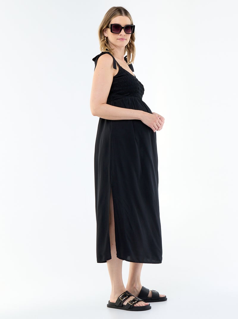 Vestido largo de maternidad smock Negro - Kiabi