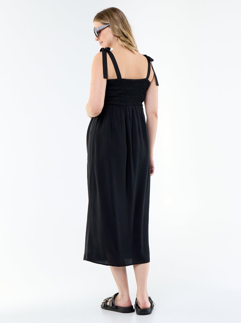 Vestido largo de maternidad smock Negro - Kiabi