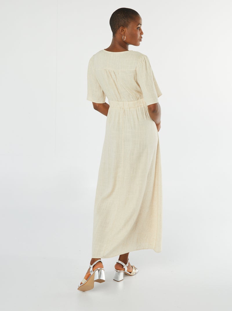 Vestido largo de mezcla de lino BEIGE - Kiabi