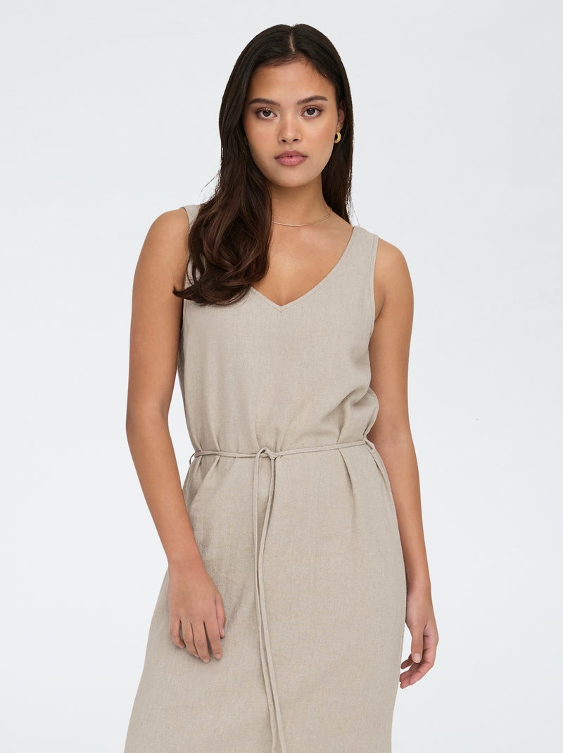 Vestido largo de mezcla de lino 'JDY' BEIGE - Kiabi