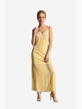 Vestido largo de mujer de gasa de lunares my fashion