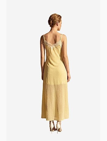 Vestido largo de mujer de gasa de lunares my fashion