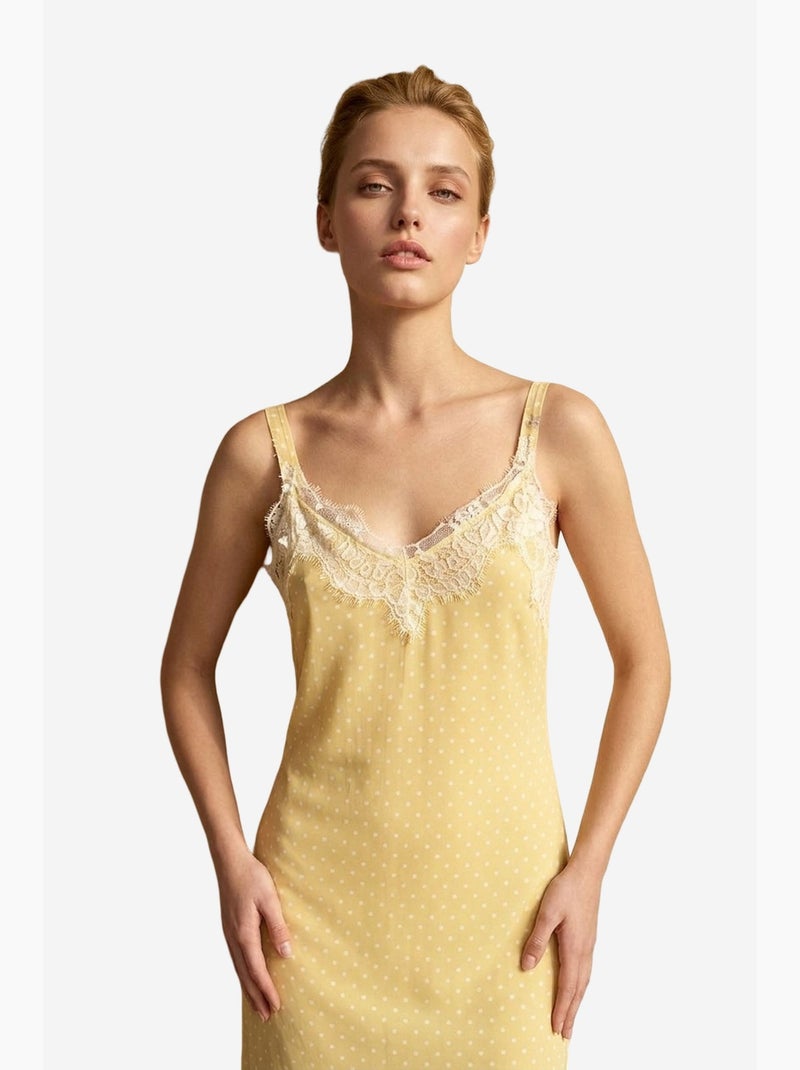 Vestido largo de mujer de gasa de lunares my fashion Amarillo limón - Kiabi