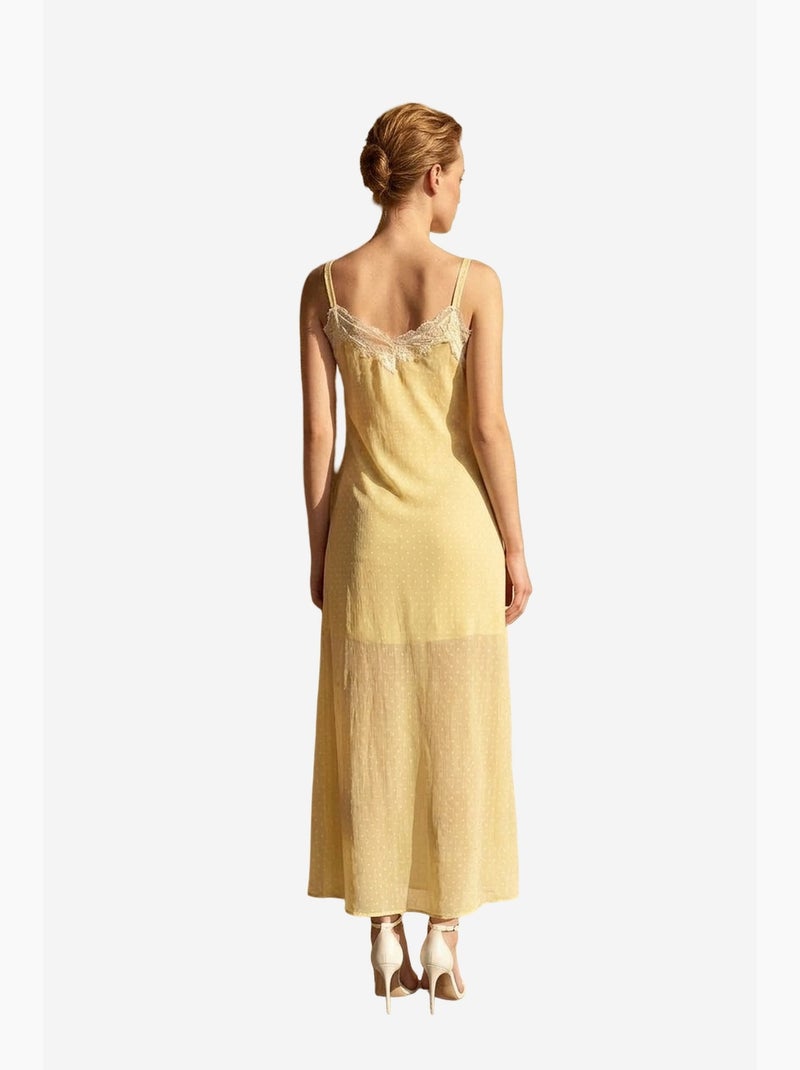 Vestido largo de mujer de gasa de lunares my fashion Amarillo limón - Kiabi