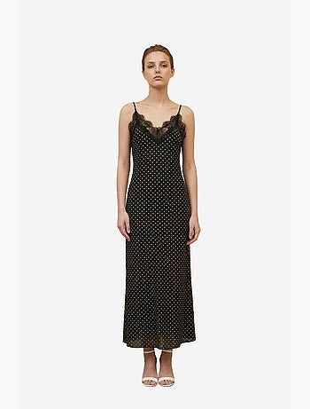Vestido largo de mujer de gasa de lunares my fashion