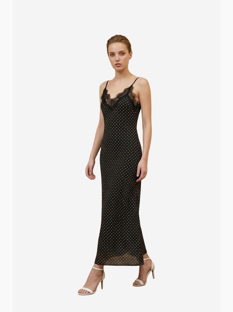 Vestido largo de mujer de gasa de lunares my fashion Negro - Kiabi