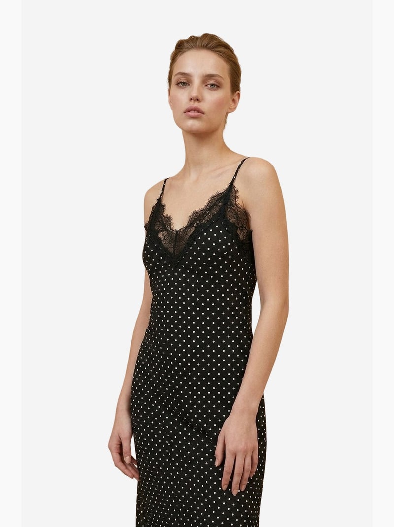 Vestido largo de mujer de gasa de lunares my fashion Negro - Kiabi