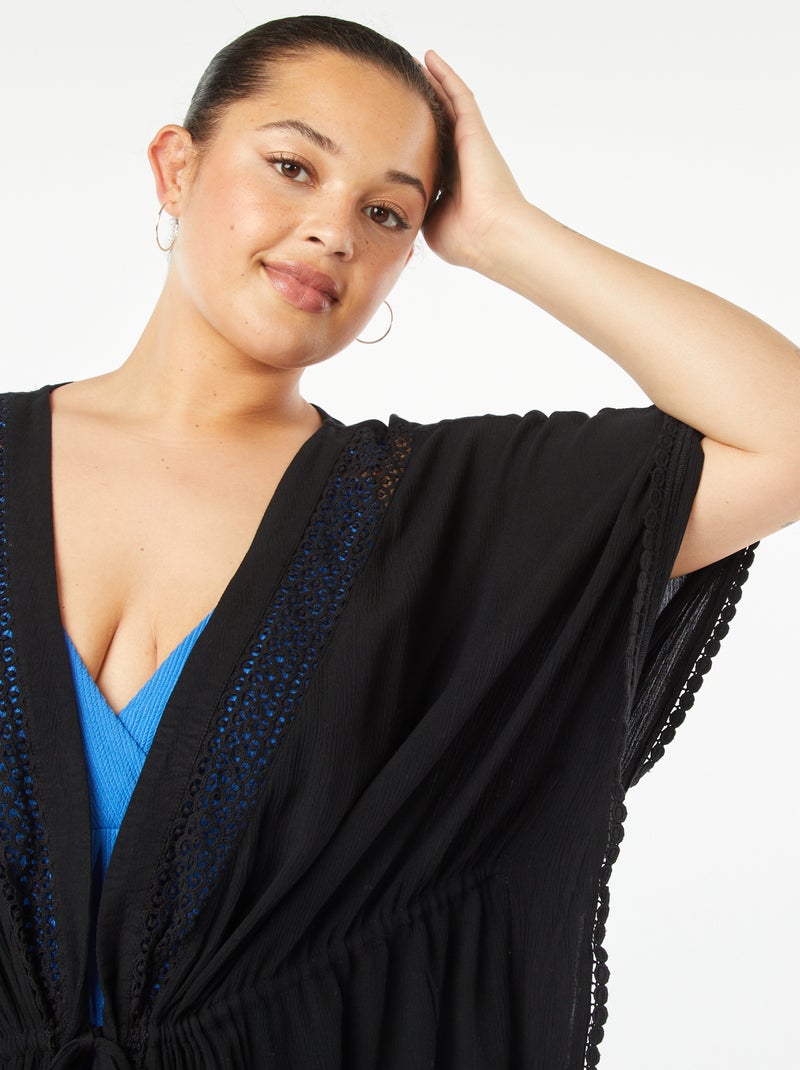 Vestido Largo De Playa Para Mujer | Kaftan Estampado Mariposas Talla Única | Cubre Baños Fresco Y Elegante