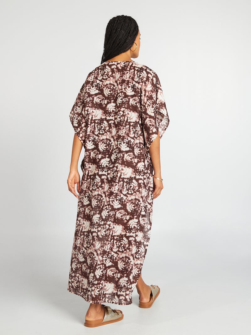 Vestido largo de playa abierto estampado MARRON - Kiabi