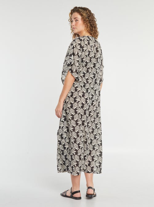Vestido largo de playa abierto estampado - Kiabi