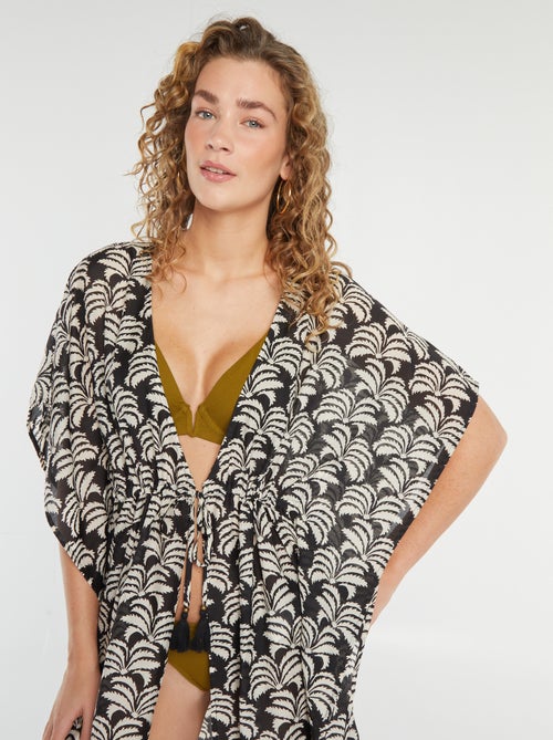 Vestido largo de playa abierto estampado - Kiabi