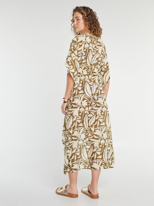 Vestido largo de playa abierto estampado - Kiabi