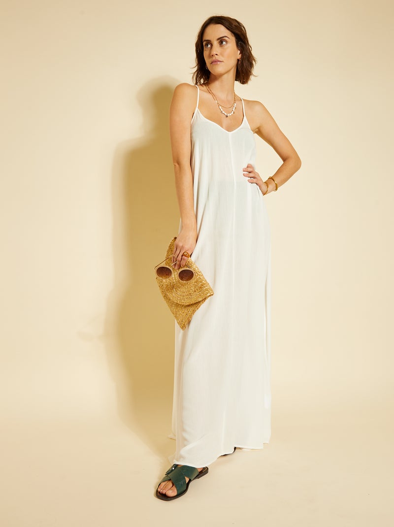 Vestido largo de playa con espalda cruzada Blanco - Kiabi