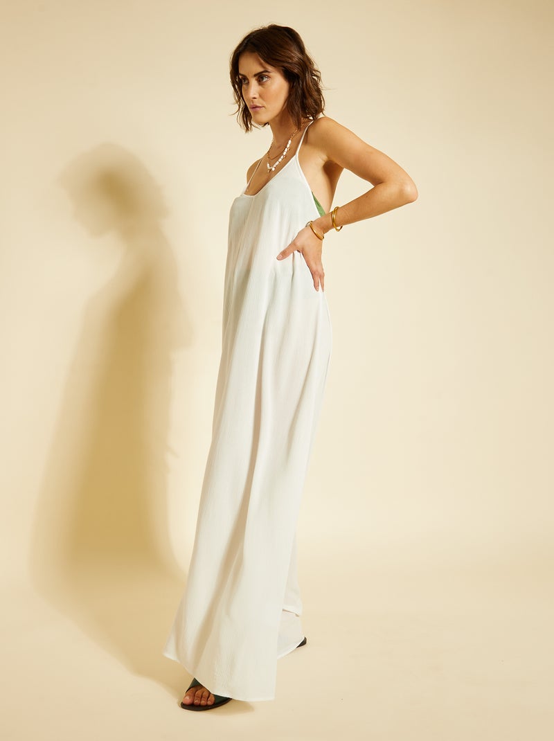 Vestido largo de playa con espalda cruzada Blanco - Kiabi