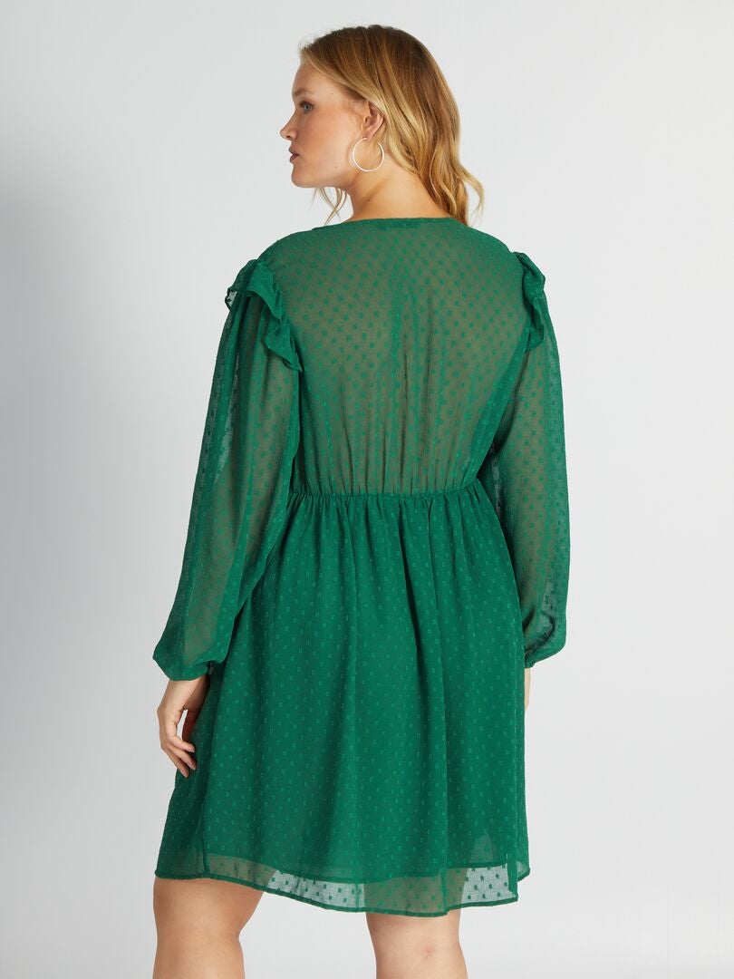 Vestido largo de plumeti Verde - Kiabi