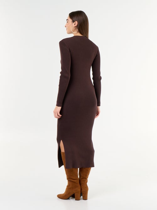 Vestido largo de punto acanalado - Kiabi