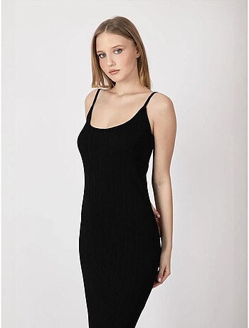 Vestido largo de punto con escote redondo y tirantes hiccup