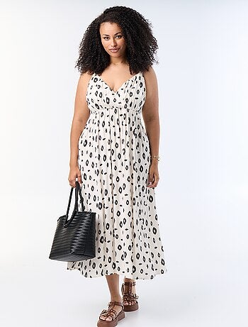 Vestido largo de punto crepé con tirantes finos