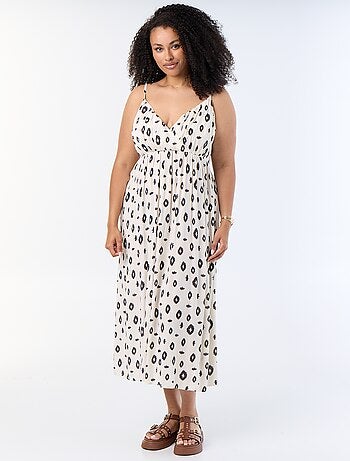 Vestido largo de punto crepé con tirantes finos