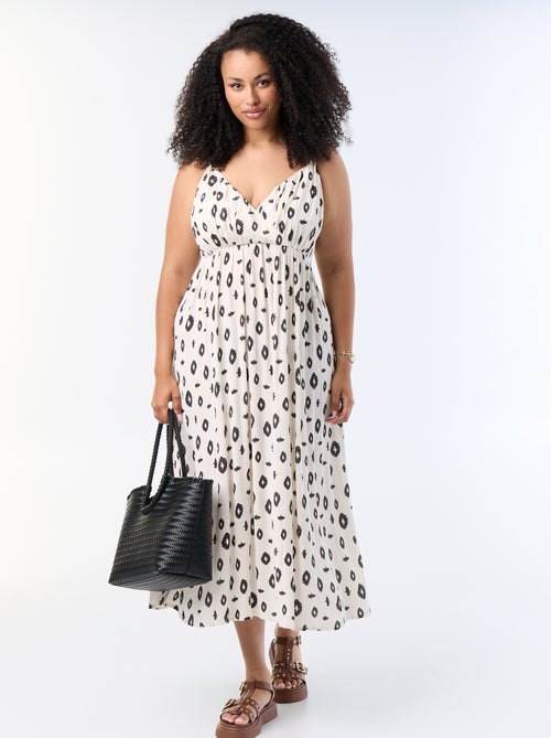 Vestido largo de punto crepé con tirantes finos - Kiabi