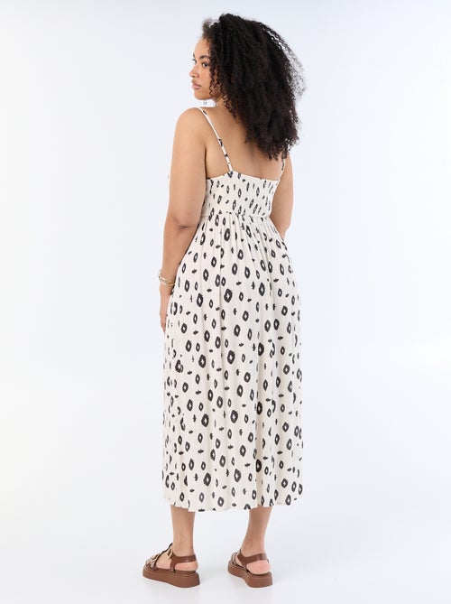 Vestido largo de punto crepé con tirantes finos - Kiabi
