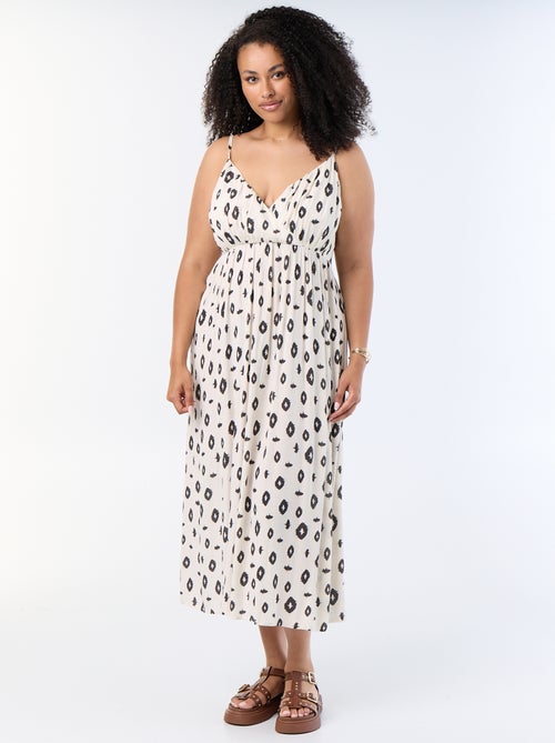 Vestido largo de punto crepé con tirantes finos - Kiabi