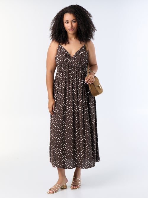 Vestido largo de punto crepé con tirantes finos - Kiabi