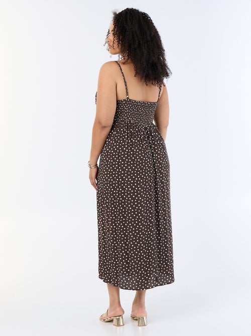 Vestido largo de punto crepé con tirantes finos - Kiabi
