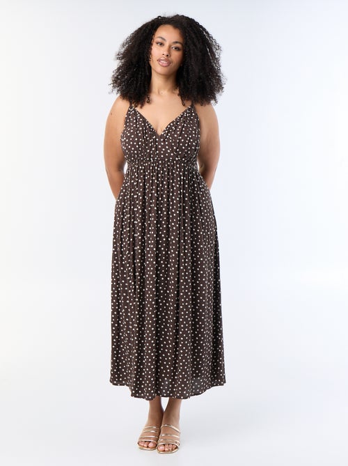 Vestido largo de punto crepé con tirantes finos - Kiabi