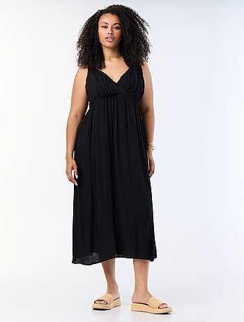 Vestido largo de punto crepé con tirantes finos