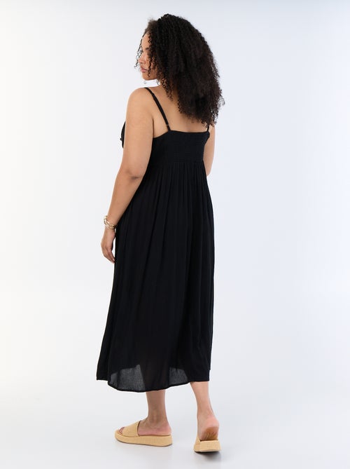 Vestido largo de punto crepé con tirantes finos - Kiabi