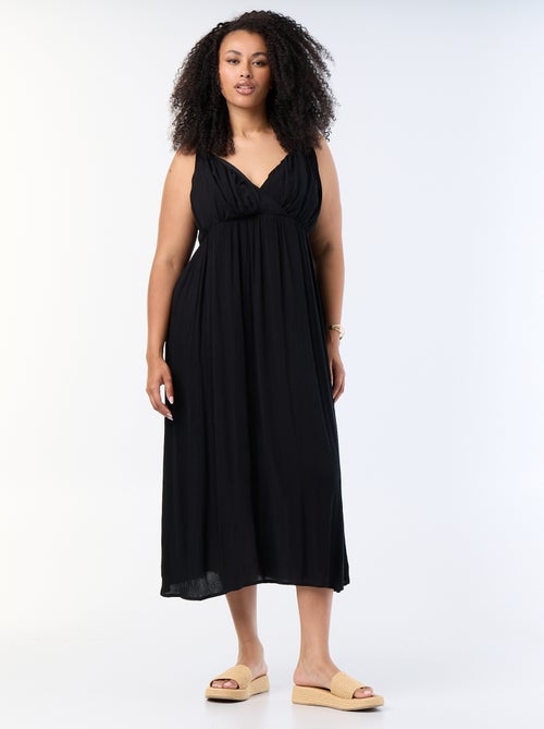 Vestido largo de punto crepé con tirantes finos - Kiabi
