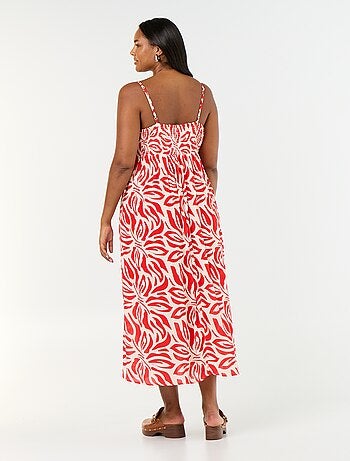 Vestido largo de punto crepé con tirantes finos