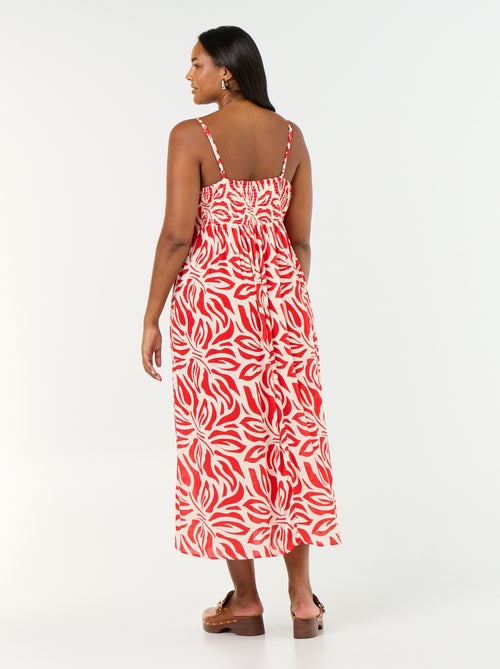 Vestido largo de punto crepé con tirantes finos - Kiabi Vestido largo de punto crepé con tirantes finos - Kiabi