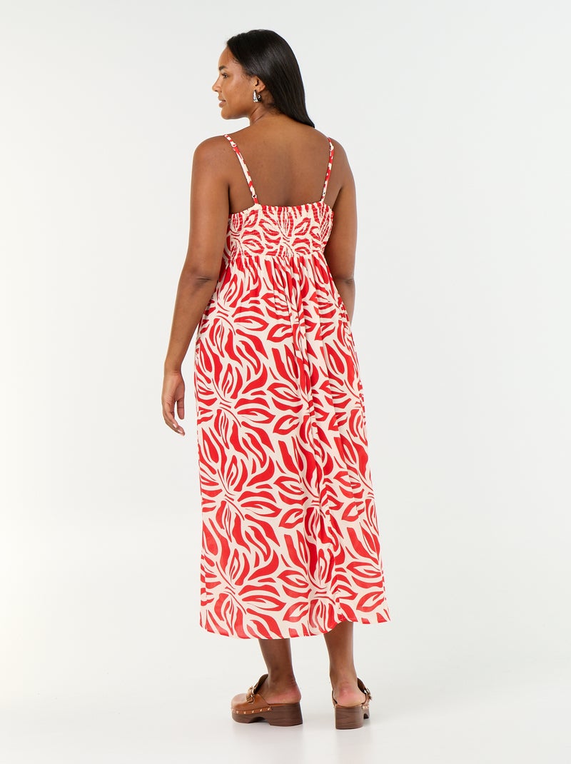 Vestido largo de punto crepé con tirantes finos Rojo - Kiabi