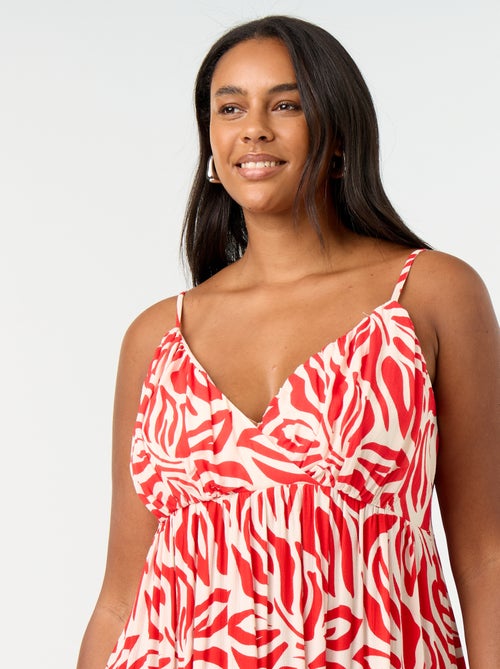 Vestido largo de punto crepé con tirantes finos - Kiabi Vestido largo de punto crepé con tirantes finos - Kiabi