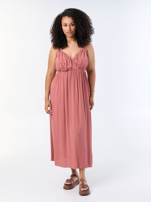 Vestido largo de punto crepé con tirantes finos - Kiabi