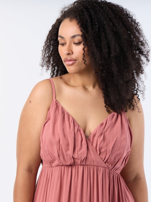 Vestido largo de punto crepé con tirantes finos - Kiabi