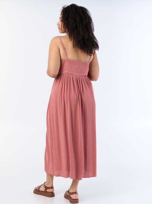 Vestido largo de punto crepé con tirantes finos - Kiabi
