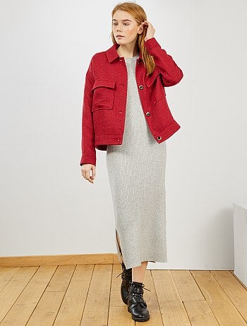 Vestido largo de punto de canalé - Kiabi