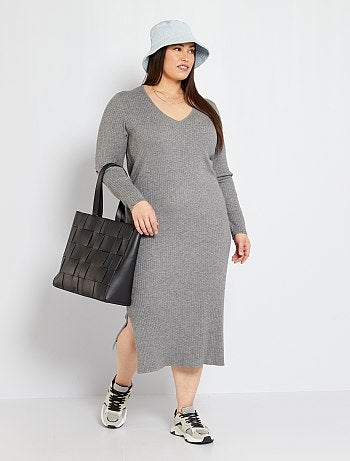 Rebajas Vestidos largos en tallas grandes de mujer baratos - Moda - gris -  Kiabi