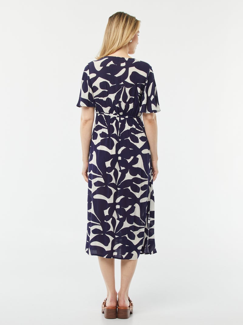 Vestido largo de punto de crepé AZUL - Kiabi