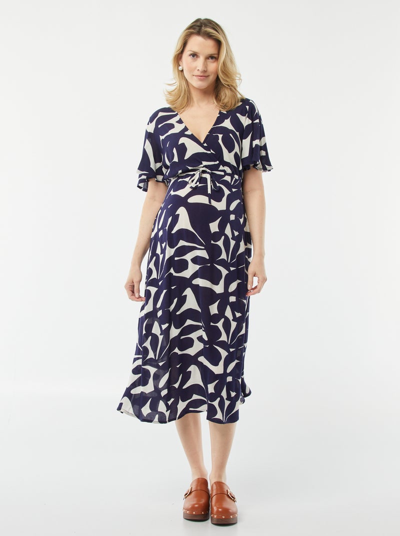 Vestido largo de punto de crepé AZUL - Kiabi