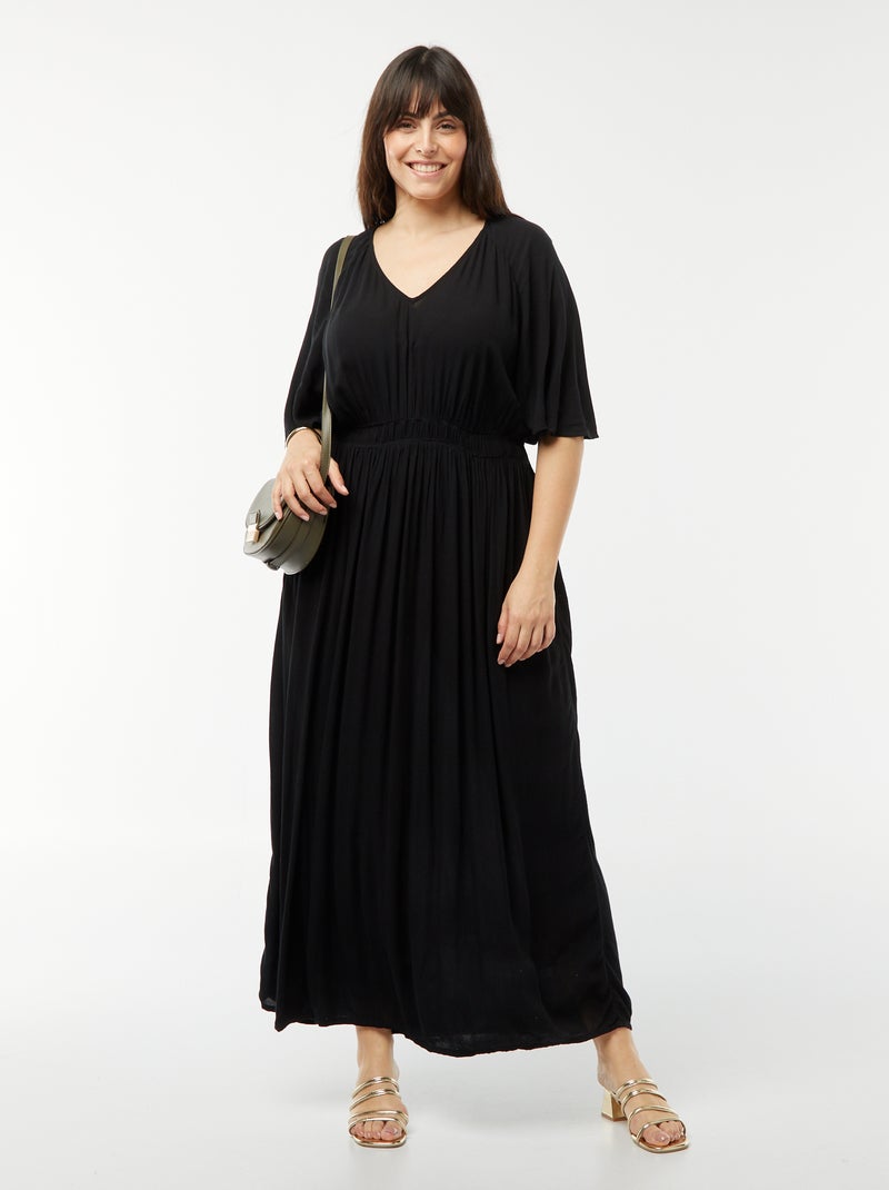 Vestido largo de punto de crepé negro - Kiabi