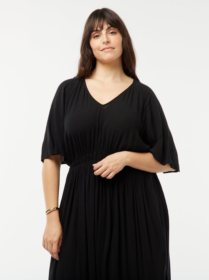 Vestido largo de punto de crepé negro - Kiabi