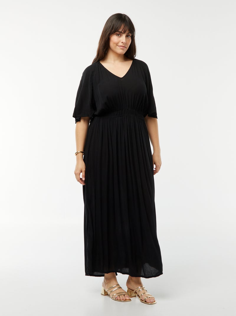 Vestido largo de punto de crepé negro - Kiabi