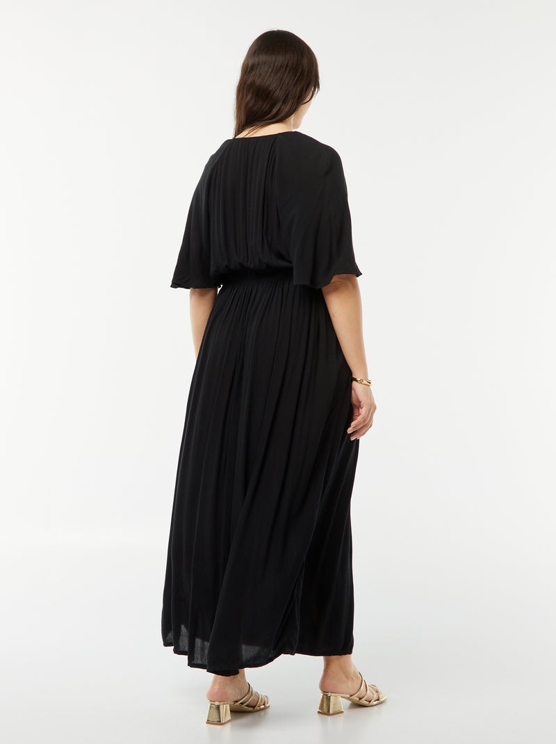 Vestido largo de punto de crepé negro - Kiabi