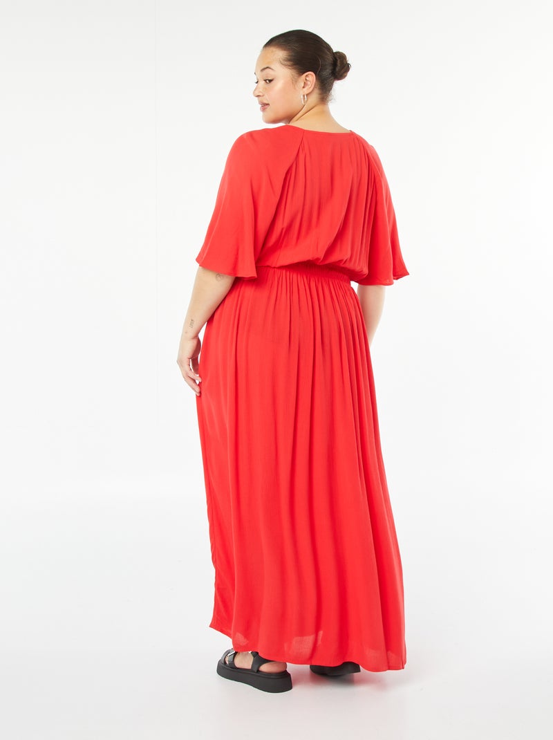 Vestido largo de punto de crepé Rojo - Kiabi